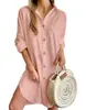 Vestido Camisa Casual de Manga Longa com Lapela e Botões Outonal Mais Vendido da Amazon para Mulheres