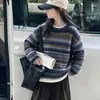 Conjunto de Suéter Listrado de Outono para Meninas 2026 Novo Estilo Coreano Crianças de Tamanho Médio e Grande Moda Casual Calça de Corte Curvo Conjunto de Duas Peças Tendência