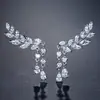 Pendientes de Plata de Ley S925 con Aguja, Nuevos Pendientes de Borla Larga con Forma de Hoja, Tendencia Veraniega Coreana, Personalizados, Super Brillantes con Circonita Incrustada