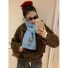 Cachecol Bordado de Pomba Branca Pequena Contendo Lã para Mulheres no Outono e Inverno Estilo Coreano Quente Casual Versátil Prova de Frio Cachecol de Tricô para Estudantes
