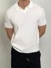 Verão malha masculina manga curta camisa polo estilo coreano slim-fit cor sólida gelo seda casual lar meia manga camiseta base camisa