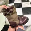 Botas Retro Western de Bloques de Color a Media Pantorrilla Verano 2026 Nuevo Estilo Tacón Grueso Casual Adelgazantes Botas Arrugadas Botas de Jinete Botas Martin