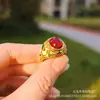 Anillo Ruyi Estilo Chino Pareja de Ciervos Esmalte Azul Quemado Oro de Arena Vietnamita Imitación Estilo Étnico Retro Anillo para Hombres y Mujeres Venta al por Mayor