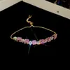 Pulseira Flor de Zircônia Cúbica Rosa Padparadscha Estilo Coreano Pulseira Delicada Feminina Joias de Nicho de Alto Padrão para Mulheres