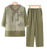 Conjunto de Ropa de Verano para Mujeres de Mediana Edad y Mayores 2026 Estilo Nuevo, Blusa para Mamá, Atuendo para Abuela, Ropa de Verano Delgada para el Día de la Madre