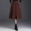 Falda Sencilla Elegante de Corte A para Mujer 2026 Otoño Invierno Nueva Falda de Cintura Alta que Cubre la Cadera de Longitud Media Moda Versátil Falda de Dobladillo Ancho