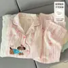 Conjunto de Pijama de Primavera para Mujer con Sujetador Incorporado, Lindo Cachorro de Dibujos Animados, Manga Larga, Pantalón Largo, Holgado, Se Puede Usar al Aire Libre, Conjunto para Estar en Casa