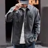 Camisa de trabajo para exteriores estilo retro americano Glanlu, nueva colección de otoño para hombre, camisa casual de algodón de manga larga, prenda exterior