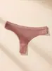 Tanga de encaje de algodón puro estilo europeo para mujer, tiro bajo, transpirable, ropa interior bikini, sexy, fino, T-back