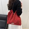 Bolso de Lona Nuevo de Lunares Verano 2026, Bolso Simple de Gran Capacidad para Mujer, Bolso de Hombro de Nicho para Estudiantes Universitarios que Asisten a Clase
