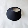 Chapéu de Sol de Aba Larga de Verão Cola Preta Ultra-leve Borda Sem Costura Top Vazio Chapéu de Sol para Viagem ao Ar Livre Anti-UV