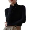 Camisa Base Manga Longa Gola Meia-alta Modal Feminina Roupa de Exterior Fina de Dentro Outono 2024 Nova Slim-fit Cor Sólida