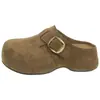 Sapatos estilo Birkenstock retrô para aumentar a altura para mulheres, novos mocassins versáteis para o outono de 2026 com bico fechado, modernos para mulheres