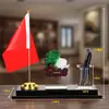 Mesa de Escritório Bandeira Vermelha Bandeira Nacional Enfeites Decorações de Escritório de Alto Padrão Mesa do Chefe Mesa de Escrita Armazenamento Porta-Canetas Criativo para Desktop