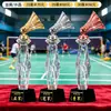 Trofeos de cristal hechos a medida para competiciones de bádminton, premios y recuerdos personalizados para campeones de eventos deportivos individuales y de dobles