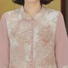 Moda Nuevo Estilo Chino Ropa para Madres Manga Tres Cuartos Manga de Gasa Top para Mujeres de Mediana Edad y Mayores Camisa de Chifón Colorida Cárdigan Delgado para Mujeres