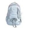 Mochila escolar estilo coreano para estudiantes de secundaria femeninas, mochila a rayas moderna para chicas de secundaria, adecuada para la escuela, viajes y el día a día.