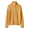 Nova coleção de outono: cardigan de tricô de caxemira com estampa floral para mulheres, gola alta, abotoamento simples, suéter casaco de caimento solto, estilo casual, tricô de seda amoreira
