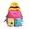 Mochila Estilo Coreano Color Block Dopamina Energético Estudiante Chica Dulce Salida de Verano Viaje Mochila de Vitalidad Juvenil