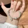 Carta de AmorPulsera de Corazón Hueco Plateada para Mujer, Diseño Creativo de Nicho Coreano y Japonés, Pulsera Versátil para Chicas Dulces