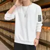 Moletom Masculino com Gola Redonda Estampado, Novo para Primavera/Outono, Caimento Solto, Pulôver Grosso de Manga Longa, Camisa Base Versátil e Fashion para Homens Modernos