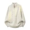 Suéter Tejido Aran para Hombre Pareja Cuello Alto Media Cremallera Punto Trenzado Estilo Old Money Otoño Invierno Otoño Invierno Fábrica Transfronteriza