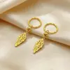 Aretes de latón chapado en oro con borla de hoja de cristal de hielo, joyería electrochapada, estilo étnico, aretes para mujer, venta al por mayor