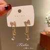 925 Silver Pin Bow Five-pointed Star Brincos Tassel Verão Design Sense Elegante Internet Celebridade Brincos Novos Brincos