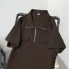Camisa polo de verano con media cremallera para hombre, manga corta, estilo ins Harajuku, color liso, holgada, marca de moda, cuello solapa, top de manga corta, ropa