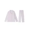 Conjunto de ropa de casa para mujer de seda de morera con botones, corte holgado, de frente abierto, pijama de manga larga, ropa de estar de color liso