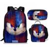 Mochila Sonic2 de Amazon, nueva mochila escolar para estudiantes de Sonic, bolsa de comida con dibujos animados, bolsa para lápices, tres piezas, venta al por mayor de fábrica