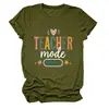 Modo Profesor Desactivado Amazon Wish Sitio Independiente Comercio Exterior Transfronterizo Camiseta Casual para Mujer de Cuello Redondo y Manga Corta