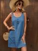 Vestido de Verano Nuevo Transfronterizo de Amazon Europeo y Americano 2026, Cuello en U, Color Sólido, Sin Mangas, Tirantes, Bolsillo, Largo Medio, de Algodón para Mujer