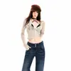 Jeans para mujer transfronterizos, ligeramente acampanados, estilo americano, de doble botón, tiro bajo, lavado azul grisáceo oscuro, pantalones largos, azul grisáceo oscuro, longitud extendida, Yichun