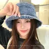 Sombrero de Pescador Retro de Mezclilla Japonés Liangfang para Mujer, Estilo Coreano, Cubre Rostro, Adelgaza el Rostro, Modelo Popular