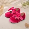 Zapatos Mary Jane de Terciopelo con Moño para Niñas, Zapatos de Florista para Fiesta, Bailarinas Retro de Princesa con Velcro