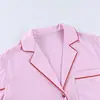 Pijama Longo de Listras Estilo Europeu e Americano para Primavera e Verão para Mulheres, Roupa de Casa, Confortável, Respirável, Conjunto Fino de Duas Peças para Usar por Cima