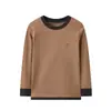 Outono Inverno Meninos e Meninas Roupas de Outono Camiseta Básica Crianças Maiores Pijama Quente Jacquard Infantil Lixado Dos Lados Roupa Térmica