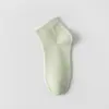Meias de Seda Femininas, Comprimento Médio-Curto, Frescas e Respiráveis para Primavera e Verão, Meias Finas de Algodão Cor Sólida, Meias Sem Costura Antiderrapantes para Mulheres