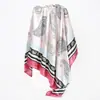 Lenço de Seda com Padrão Paisley Clássico Europeu e Americano para Mulheres, Lenço de Cabeça Versátil da Moda em Seda Sintética, Lenço Quadrado de 90cm, Atacado Transfronteiriço