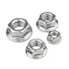 Tuerca hexagonal con brida de acero inoxidable 304 tuerca DIN6923 con diente y arandela tapón de tornillo deslizante antivibración