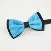 Gravata borboleta de cor pura de camada dupla, estilo europeu e americano, para colarinho masculino, com filigrana, cetim, laço móvel, fabricantes de Shanzhou, atacado