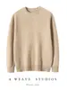 Outono e Inverno Novo Gola Redonda 100% Caxemira Pura Tricô Masculino Espesso Quente Casual Tricô Cor Lisa Manga Longa Pulôver