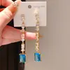 Pendientes Cuadrados Geométricos de Plata Electrochapada en Oro Real de 18K con Aguja de Plata, Pendientes de Moda Estilo Palacio Vintage de Lujo Ligero, Gama Alta