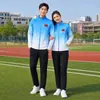 Traje Deportivo Uniforme Nacional Chino Tallas Grandes Hombre Mujer Chaqueta de Color Degradado Cuello Alto Uniforme de Entrada para Equipo de Competición Deportiva Estudiantil