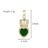 Cobre Ouro Real Coroa Diamante Branco Coração Moda Cruzada DIY Joias Cobre Zircônia Micro-Incustada Pingente