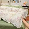 Nuevo Estilo Fresco Encaje de Algodón Puro Juego de Sábanas de Cuatro Piezas Dormitorio de Estudiante Juego de Tres Piezas Funda Nórdica Individual Sábana