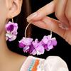 Estilo Vacaciones en la Playa Pendientes Flor de Pétalo de Círculo Grande Bohemios Versátiles Dulces Geométricos Pendientes de Flor de Tela para Mujer
