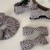 Pinza para el cabello de tela fresca estilo coreano con cuadros, volantes y lazo, Pinza tipo plátano grande, Pinza vertical, Accesorio para el cabello de pinza de resorte de alta gama