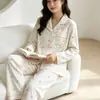 2026 Nuevo Verano Pijama de Manga Larga para Mujer Verano Lindo Fresco Tallas Grandes Conjunto de Ropa para el Hogar para Mujer (Oro)